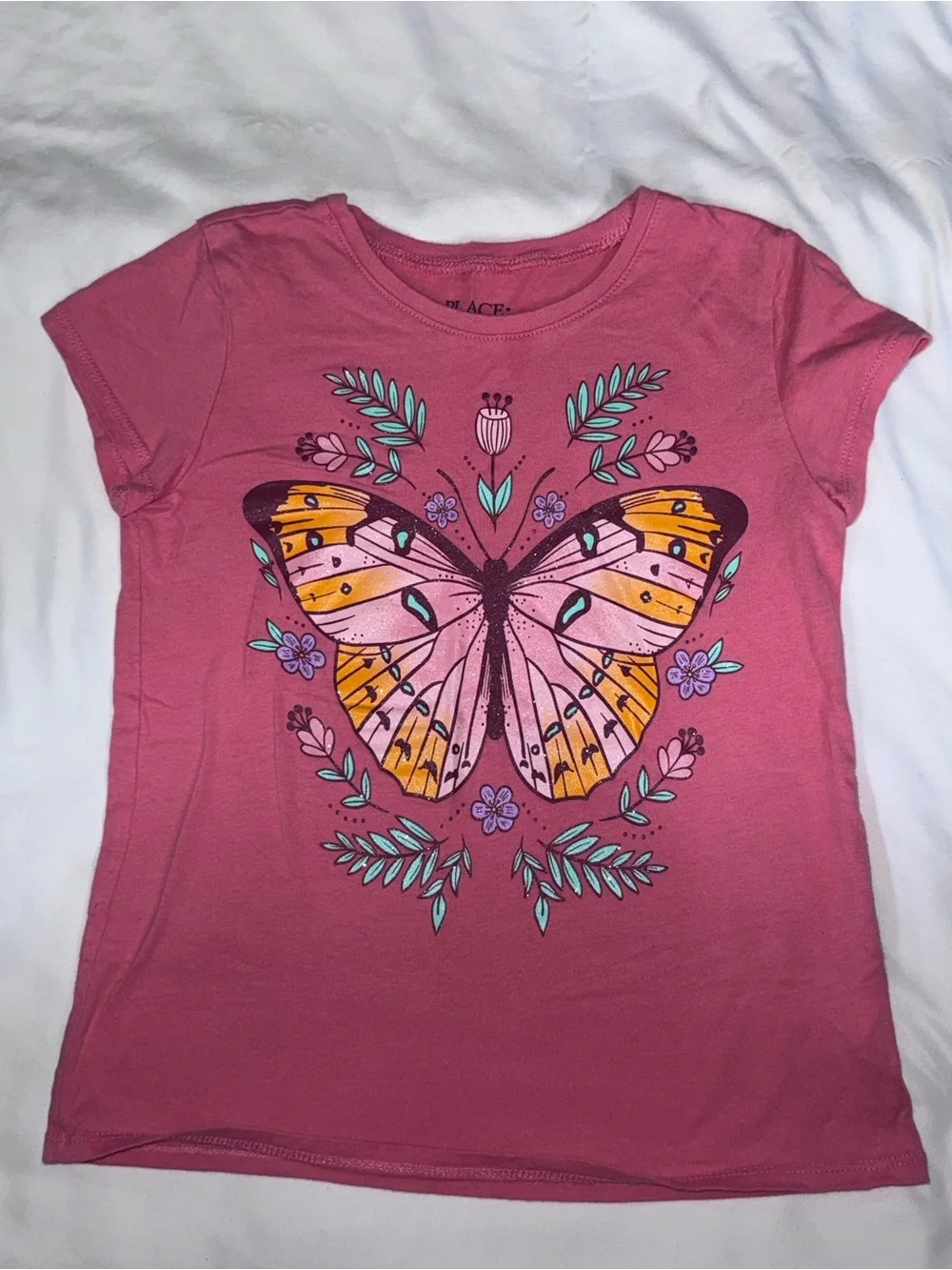 The Children's Place size medium Pink butterfly Short-Sleeve Tee shirt